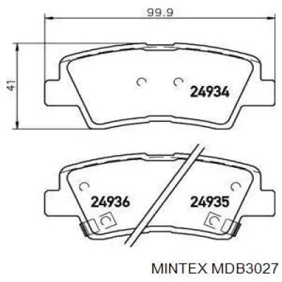 MDB3027 Mintex колодки тормозные задние дисковые