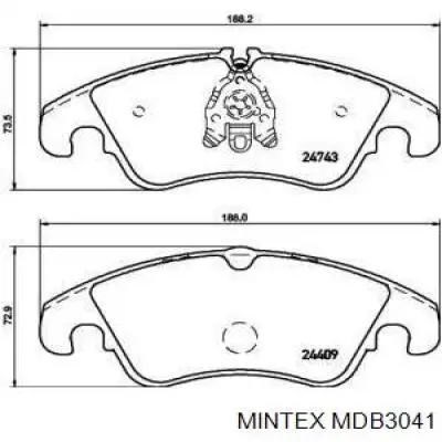 Передние тормозные колодки MDB3041 Mintex