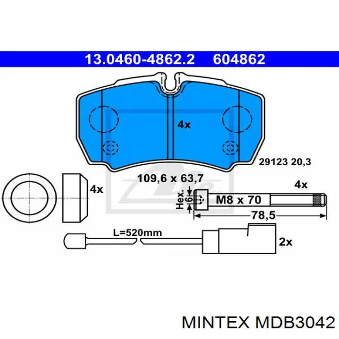 Колодки дисковые  Mintex MDB3042 цена, от 26.45 USD