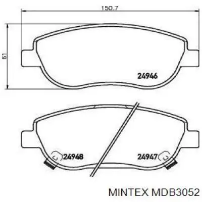 MDB3052 Mintex колодки тормозные передние дисковые