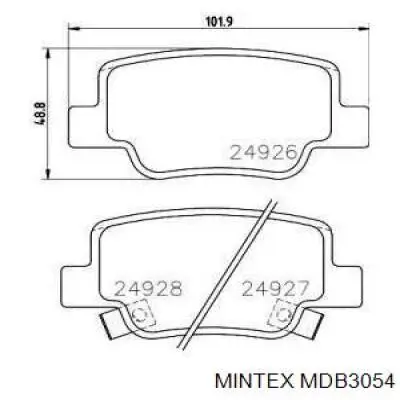 Задние тормозные колодки MDB3054 Mintex