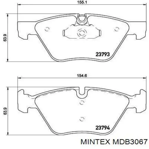 MDB3067 Mintex колодки тормозные передние дисковые