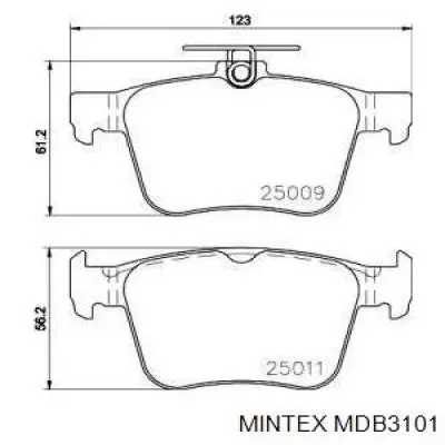 MDB3101 Mintex колодки тормозные задние дисковые
