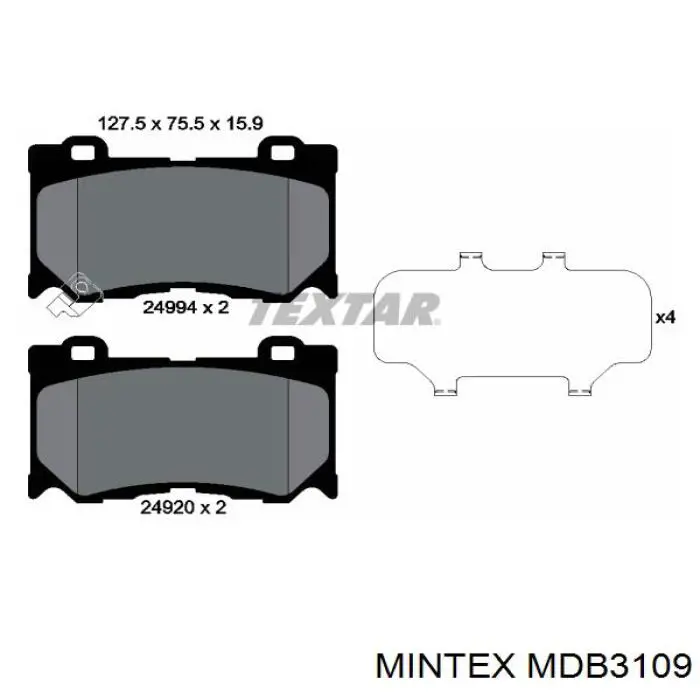 MDB3109 Mintex колодки тормозные передние дисковые