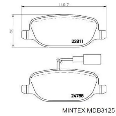 MDB3125 Mintex колодки тормозные задние дисковые