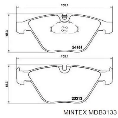 MDB3133 Mintex колодки тормозные передние дисковые