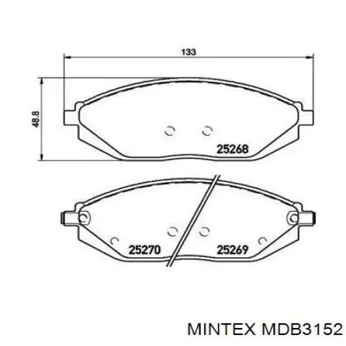 MDB3152 Mintex колодки тормозные передние дисковые