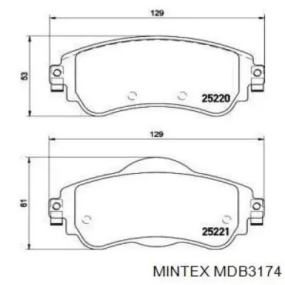 MDB3174 Mintex колодки тормозные передние дисковые