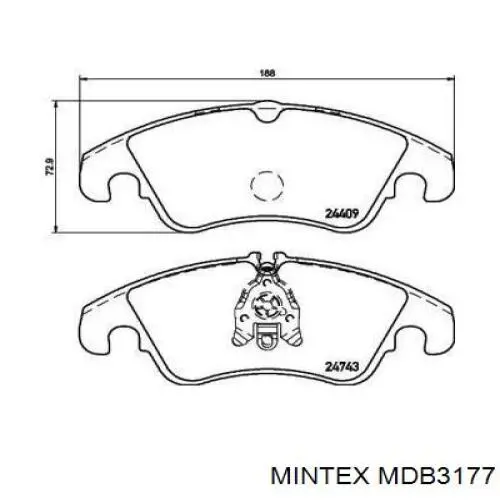 MDB3177 Mintex колодки тормозные передние дисковые