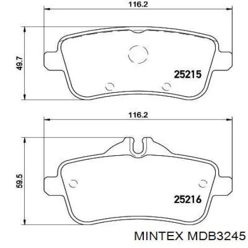 Задние тормозные колодки MDB3245 Mintex