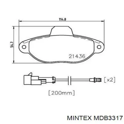 Передние тормозные колодки MDB3317 Mintex