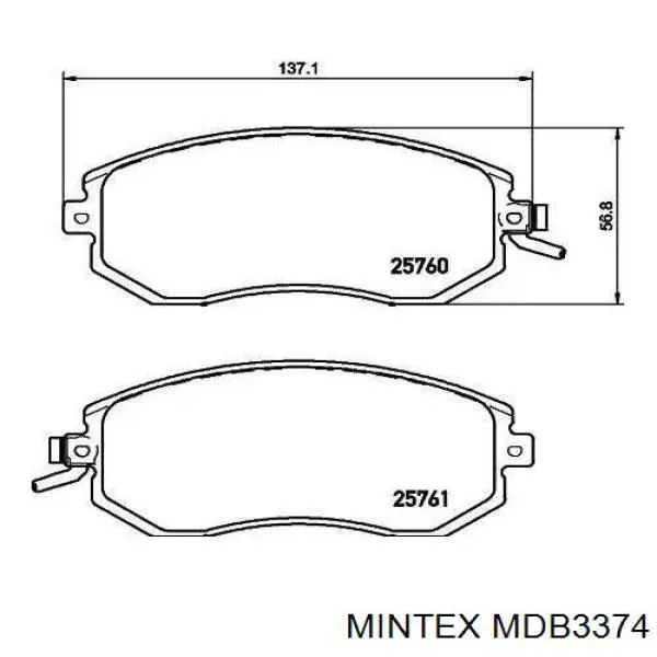 Передние тормозные колодки MDB3374 Mintex