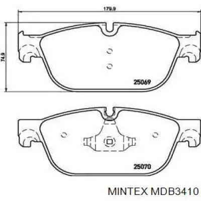 MDB3410 Mintex колодки тормозные передние дисковые