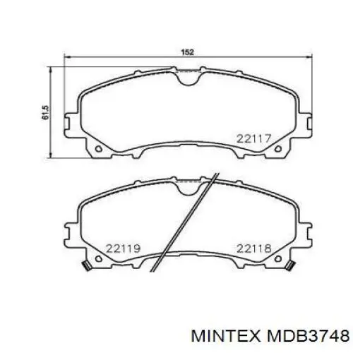 MDB3748 Mintex колодки тормозные передние дисковые