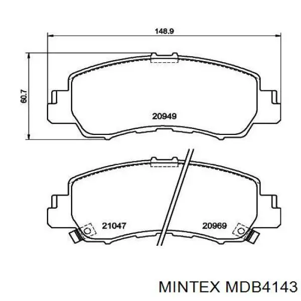 Передние тормозные колодки MDB4143 Mintex