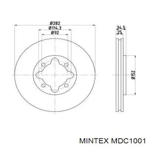 MDC1001 Mintex диск тормозной передний