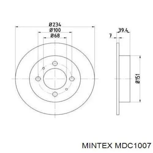 MDC1007 Mintex диск тормозной задний
