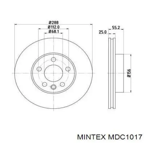 Диск тормозной передний Mintex MDC1017