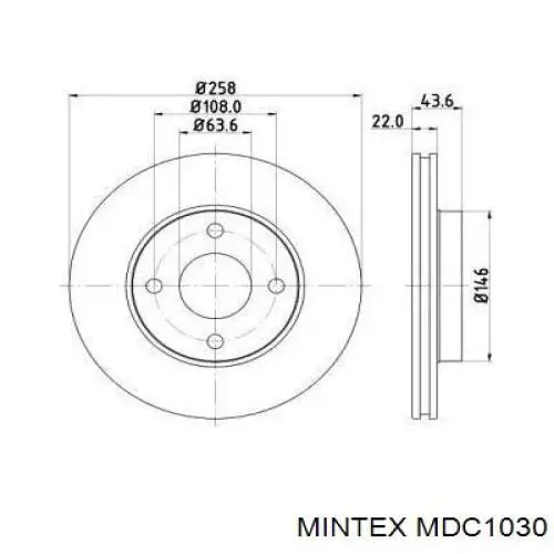 MDC1030 Mintex диск тормозной передний