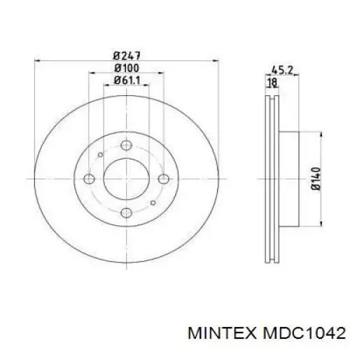 MDC1042 Mintex диск тормозной передний