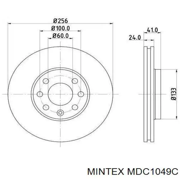 Передние тормозные диски MDC1049C Mintex