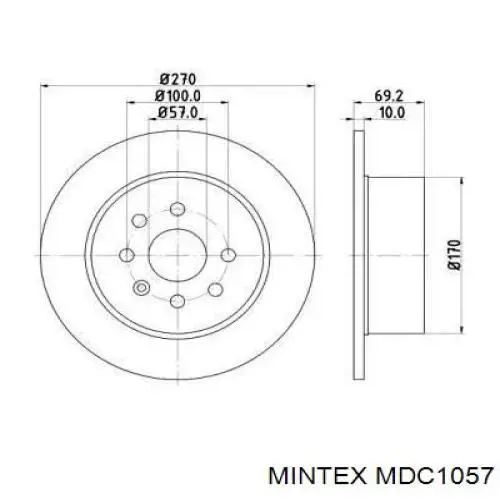 Диск тормозной задний Mintex MDC1057