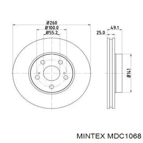 MDC1068 Mintex диск тормозной передний