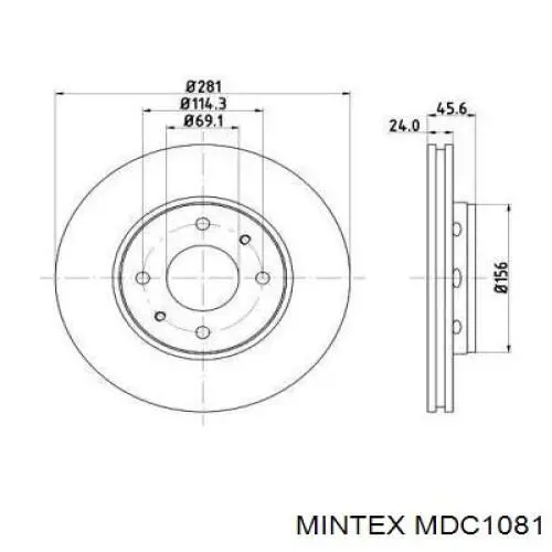MDC1081 Mintex диск тормозной передний