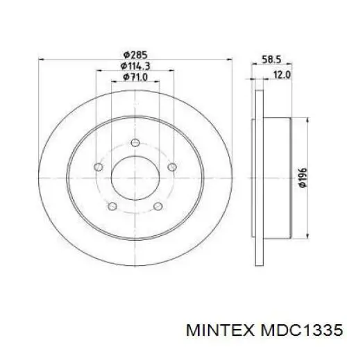 MDC1335 Mintex диск тормозной задний