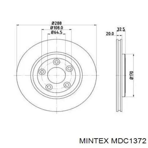 MDC1372 Mintex диск тормозной задний