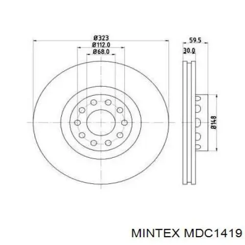 Передние тормозные диски MDC1419 Mintex