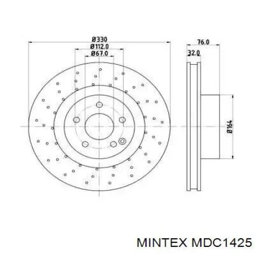 MDC1425 Mintex диск тормозной передний