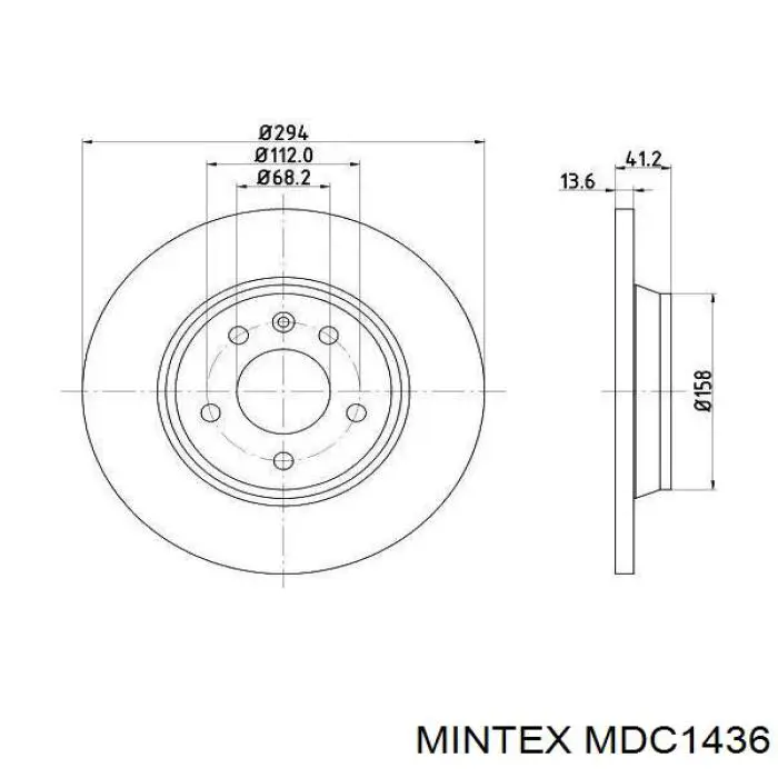 Диск тормозной задний Mintex MDC1436