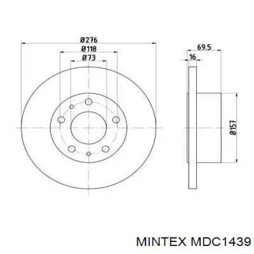MDC1439 Mintex диск тормозной задний