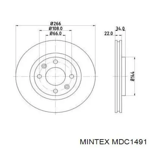 MDC1491 Mintex диск тормозной передний