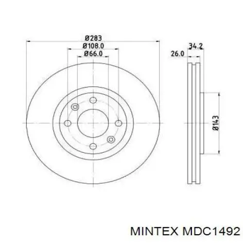 MDC1492 Mintex диск тормозной передний