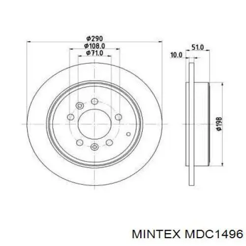 MDC1496 Mintex диск тормозной задний