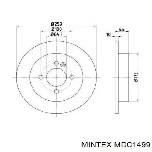 Диск тормозной задний Mintex MDC1499