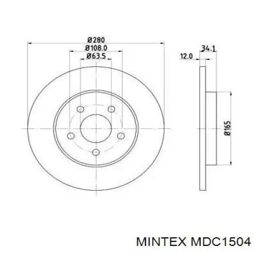 Диск тормозной задний Mintex MDC1504