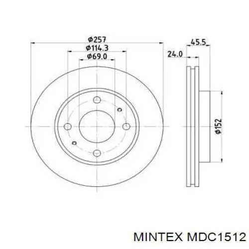 MDC1512 Mintex диск тормозной передний