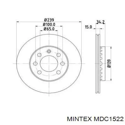MDC1522 Mintex диск тормозной передний