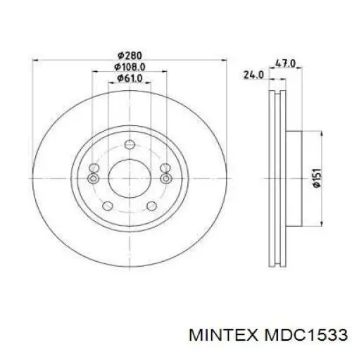 MDC1533 Mintex диск тормозной передний