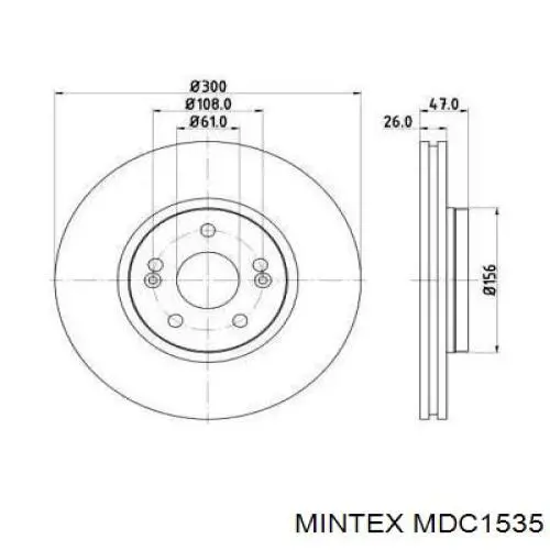 MDC1535 Mintex диск тормозной передний