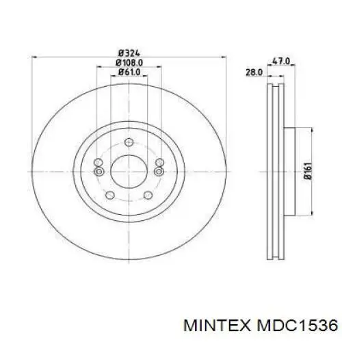 Диск тормозной передний Mintex MDC1536