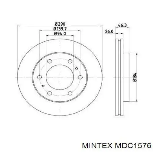 MDC1576 Mintex диск тормозной передний