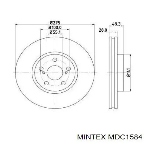 MDC1584 Mintex диск тормозной передний