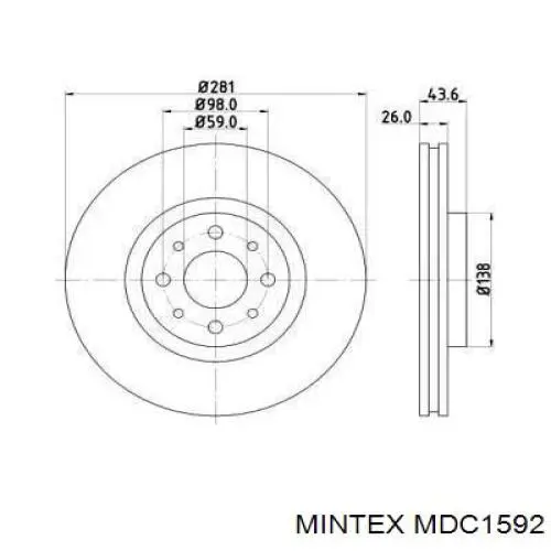 MDC1592 Mintex диск тормозной передний