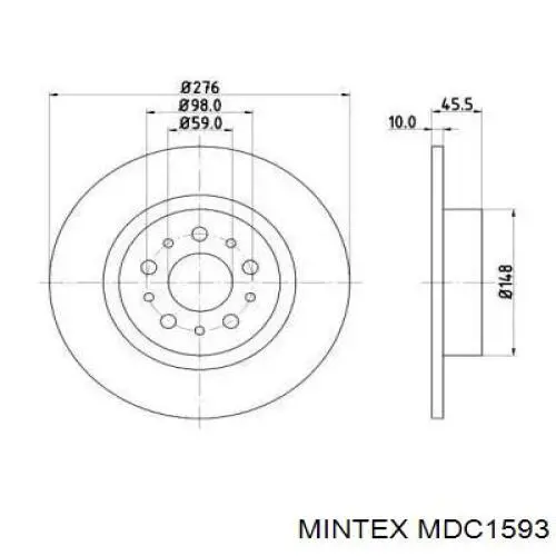 MDC1593 Mintex диск тормозной задний