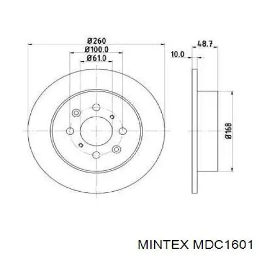 MDC1601 Mintex диск тормозной задний