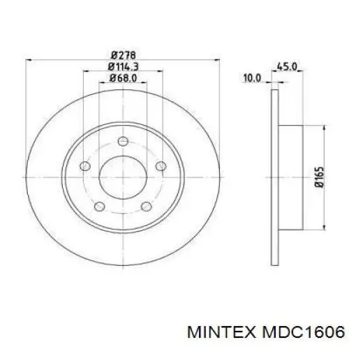 Диск тормозной задний Mintex MDC1606